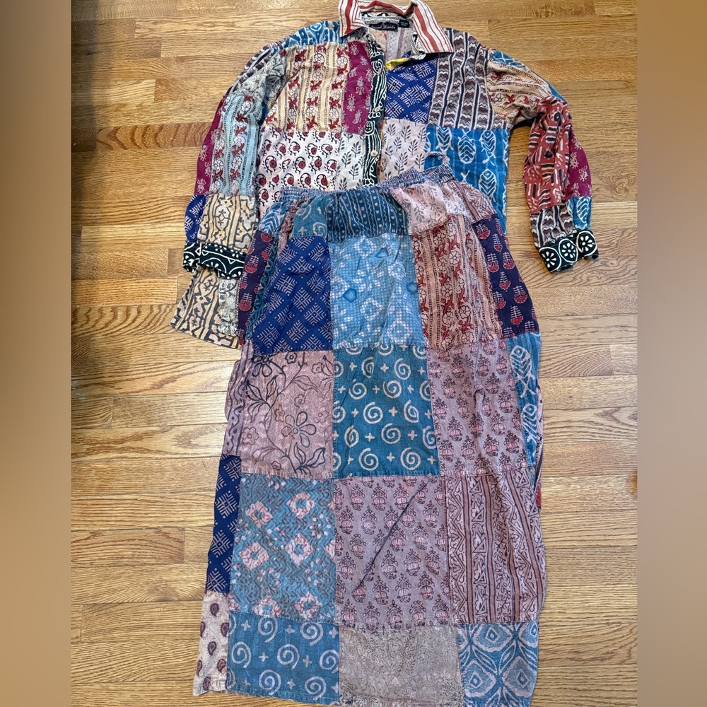 Sacred Threads Boho Patchwork Skirt Set Size Medi… - image 1